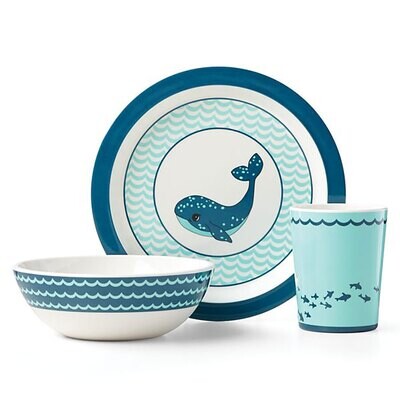 Reed and Barton Whale 3 Piece Dinnerware Set Blue, MPN: 884380, 735092262936