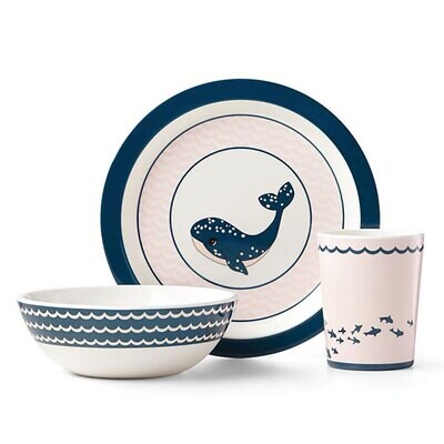Reed and Barton Whale 3 Piece Dinnerware Set Pink, MPN: 884379, 735092262929