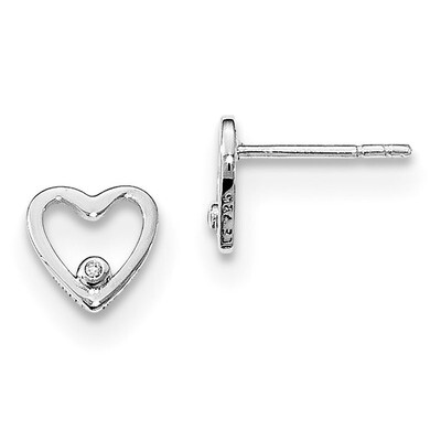 Heart Post Earrings Diamond Sterling Silver QW418, MPN: QW418, 886774120928