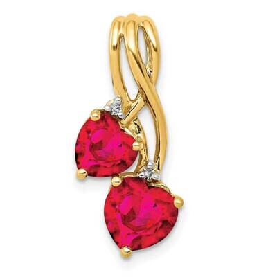 Lab Created Ruby and Diamond Double Heart Pendant 14k Gold PM5276-RU-002-YA, MPN: PM5276-RU-002-YA,…