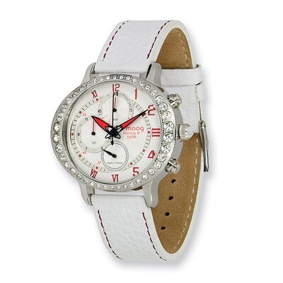 Moog Fashionista Morning Fit Wht Dial/Wht Leather Chrono Watch XWA4173