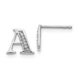 Initial A Earrings 14k White Gold Diamond EM4170A-004-WA, MPN: EM4170A-004-WA, 883957205786