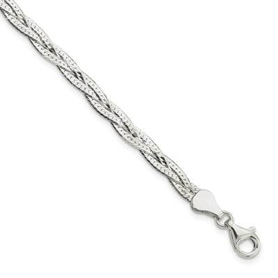 3-Strd Braided 7 Inch with 1 Inch Extender Bracelet Sterling Silver Polished QG5865-7, MPN: QG5865-…