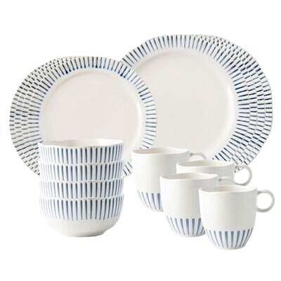 Juliska Sitio Stripe Indigo 16 Piece Set KW200SET/046, MPN: KW200SET/046, 810090260952