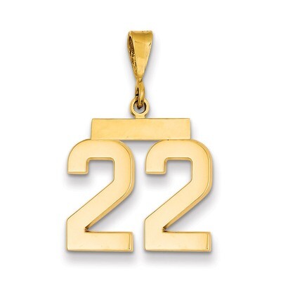 Number 22 Charm 14k Gold Medium Polished MP22, MPN: MP22, 883957134710
