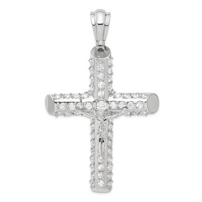 CZ Crucifix Pendant Sterling Silver QC4362, MPN: QC4362,