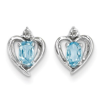 Blue Topaz Diamond Earring 14k White Gold Genuine XBS470, MPN: XBS470, 883957493183