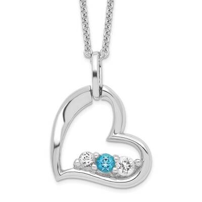 Survivor Clear &amp; Blue Swarovski Topaz Heart Strength Necklace Sterling Silver SV218SSB-16, MPN: SV2…