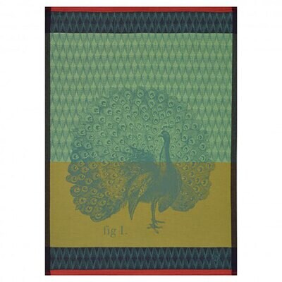 Le Jacquard Francais Planche Animaliere Paon  Moss Tea Towel 24 x 31 Inch 25626 Set of 4, MPN: 2562…