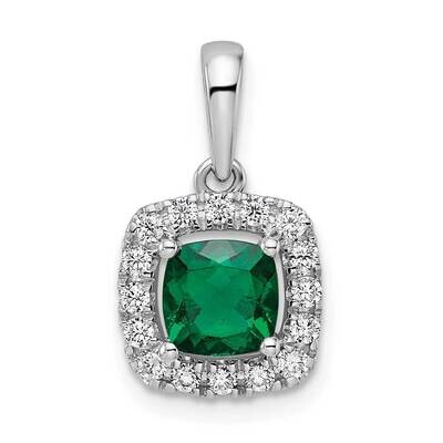 Created Emerald Halo Pendant 14k White Gold Lab Grown Diamond PM9037-CEM-028-WLG, MPN: PM9037-CEM-0…
