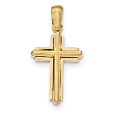 Beveled Stick Cross with frame Pendant 14k Gold Polished K5499, MPN: K5499, 637218168545