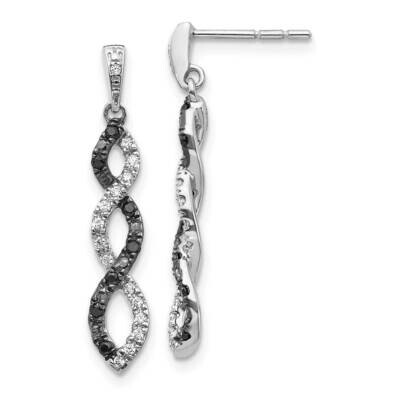 Black &amp; White Diamond Twisted Post Earrings 14k White Gold EM5575-033-WA, MPN: EM5575-033-WA, 88395…