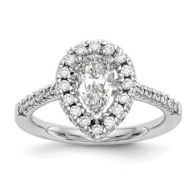 Pear Halo Engagement Lab Grown Diamond Si1/Si2, G H I, Semi-Mount Ring 14k White Gold RM2064E-075-7…