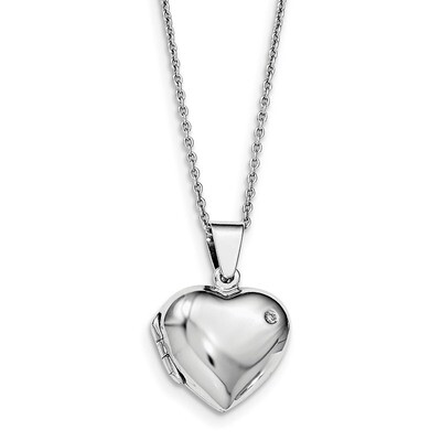 Heart Locket Pendant Diamond Sterling Silver QW405-18, MPN: QW405-18, 886774967530