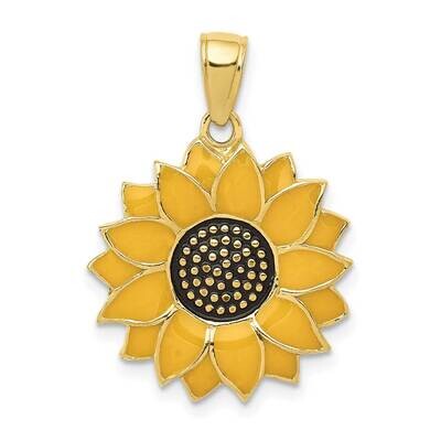 Enameled Yellow Sunflower Pendant 10k Gold 10K1965, MPN: 10K1965,