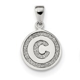 Letter C Circle Pendant Sterling Silver Glitter Enamel  QC9180C, MPN: QC9180C, 886774068855