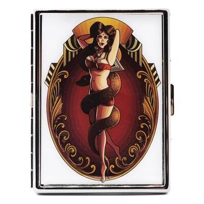 Silver-tone Vintage Style Snake Epoxy 9-Cigarette Card Case GM22676, MPN: GM22676, 788089153144
