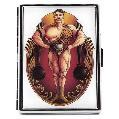 Silver-tone Vintage Style Weightlifter Epoxy 9-Cigarette Card Case GM22672, MPN: GM22672, 788089153…