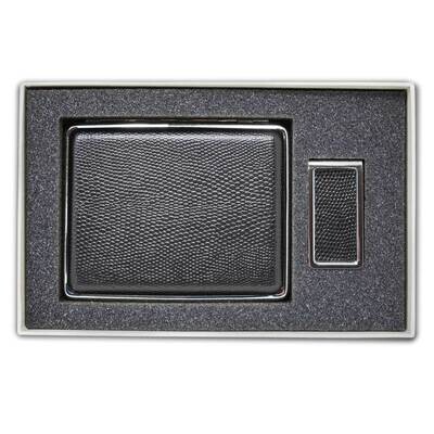 Pebbled Black Leather Covered Money Clip/20-Cigarette Case Gift Set GM22588, MPN: GM22588, 78808914…