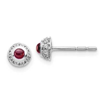 Cabochon Garnet Earrings 14k White Gold Diamond EM4030-GA-010-WA, MPN: EM4030-GA-010-WA, 1911018371…