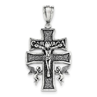 Large Caravaca INRI Crucifix Cross Pendant Sterling Silver Antiqued QC8136, MPN: QC8136, 1911013632…