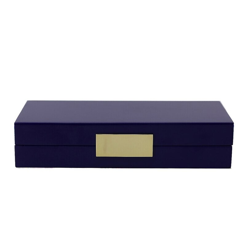 Addison Ross London Navy Lacquer Box With Silver 4 x 9 Inch Lacquer ...