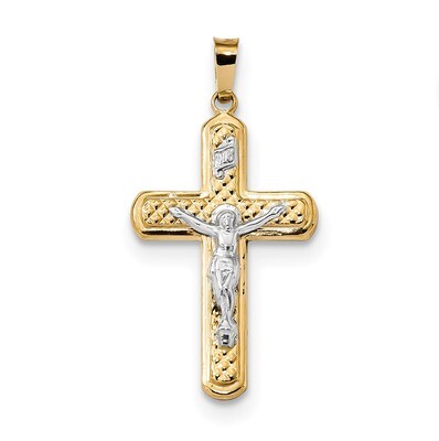 Polished and Textured INRI Crucifix Pendant 14k Two-Tone Gold XR1650, MPN: XR1650, 883957773414