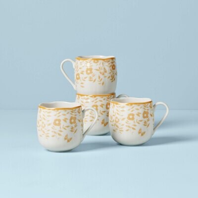 Lenox Butterfly Meadow Cottage Mugs Set of 4 Goldenrod 894336, MPN: 894336, 194372023351