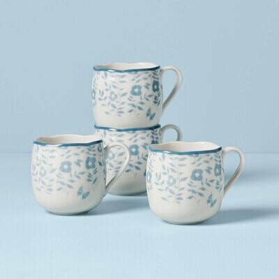 Lenox Butterfly Meadow Cottage Mugs Set of 4 Cornflower 894279, MPN: 894279, 194372023238