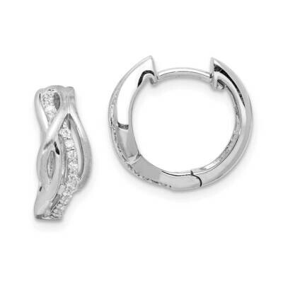 Satin CZ Diamond Swirl Hinged Hoop Earrings Sterling Silver Rhodium-plated QE15250, MPN: QE15250, 8…