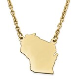 Wisconsin State Pendant Necklace with Chain 14k Yellow Gold Engravable XNA706Y-WI, MPN: XNA706Y-WI,…