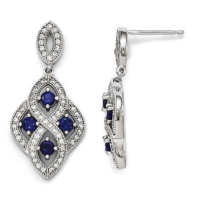 Dangle Post Earrings Sterling Silver &amp; Cubic Zirconia Polished QMP1333, MPN: QMP1333, 886774577777