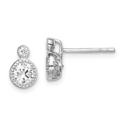 2-CZ Diamond Post Earrings Sterling Silver Rhodium-plated QE14818, MPN: QE14818, 886774013442