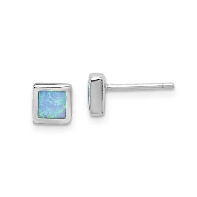 Imitation Opal 6mm Square Post Earrings Sterling Silver Rhodium-plated QE15353, MPN: QE15353, 88677…