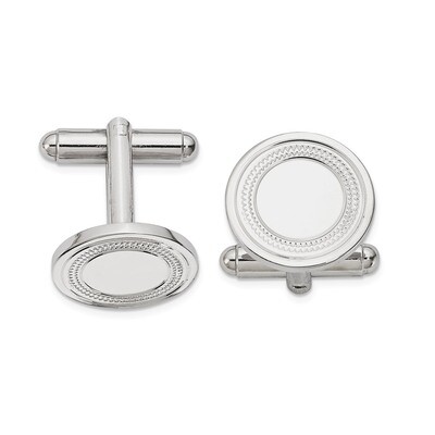 Kelly Waters Round Cuff Links with Inside Ring Rhodium-plated KW740, MPN: KW740,