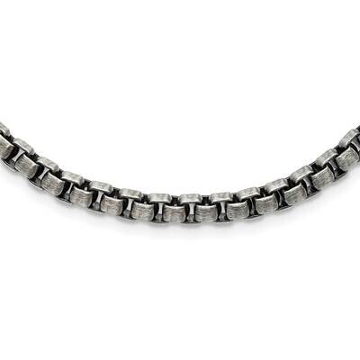 Antiqued &amp; Satin 5.4mm Box Link Chain 22 Inch Sterling Silver QFC138-22, MPN: QFC138-22, 8839570366…