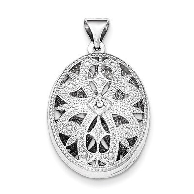 Textured Oval CZ Pendant Sterling Silver QP4684