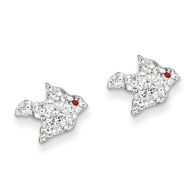 14k Gold Crystal White Bird Post Earrings YE1606