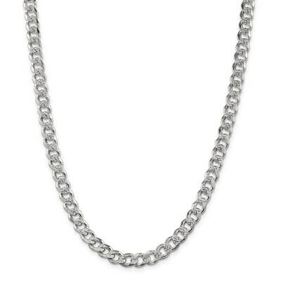 7.5mm Pave Curb Chain 22 Inch Sterling Silver QCF200-22, MPN: QCF200-22,