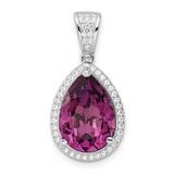 CZ Diamond &amp; Dk Purple Swarovski Crystal Pendant Sterling Silver Rhodium-Plated QP5488, MPN: QP5488,