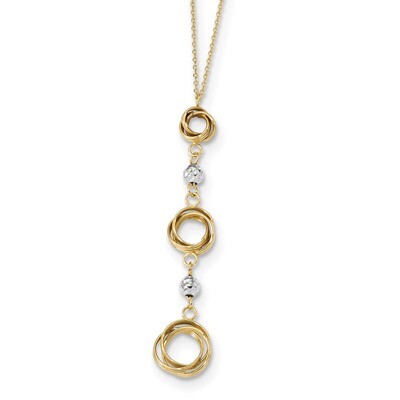 18 Inch Graduated Love Knots with Diamond -cut Beads Y-Necklace 14k Two-Tone Gold SF2549-18, MPN: S…