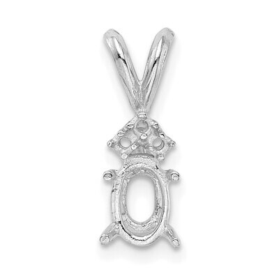 Oval 4-Prong with 3 Diamond Accent 4 x 3mm Pendant Setting 14k White Gold WG984, MPN: WG984,