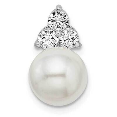 Si1/Si2, G H I, Fancy Cultured Freshwater Pearl Chain Slide 14k White Gold Lab Grown Diamond PM7997…