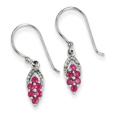African Ruby Shepherd Hook Earrings Diamond Sterling Silver QE10101R, MPN: QE10101R, 883957434056