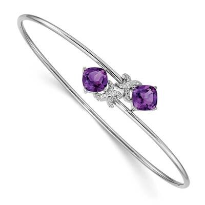 0.03Ct Dia. &amp; 2.2Ct Amethyst Flexible Bangle 14k White Gold BM4503-AM-003-WA, MPN: BM4503-AM-003-WA…