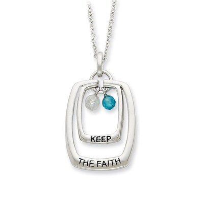 Antiqued CZ Keep The Faith 18 Inch Necklace Sterling Silver QSX325