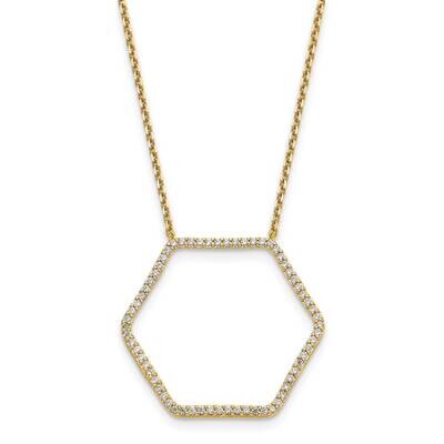 Diamond Vs/Si, D E F, Hexagon Pendant Necklace 14k Yellow Gold True Origin Lab Grown PM1004-050-YLD…