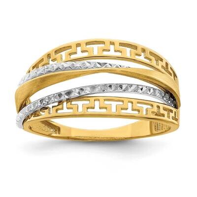 Diamond-Cut and Satin Greek Key Ring 14k Two-Tone Gold R946, MPN: R946, 196904042120