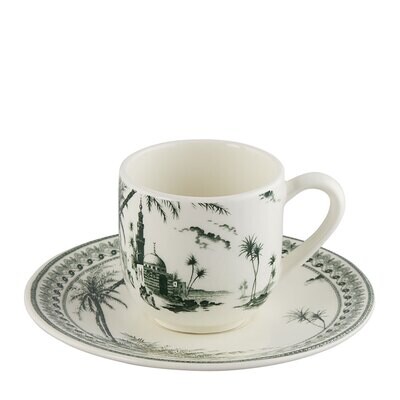 Gien Les Depareillees Green Espresso Cups &amp; Saucers 18412PTM01, MPN: 18412PTM01, 3660838021836