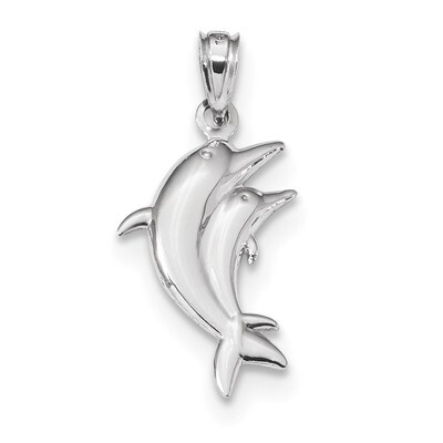 Dolphin Pair Pendant 14k white Gold K6028, MPN: K6028, 883957920627